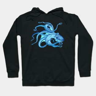 Blue octopus Dance Ink drawing Hoodie